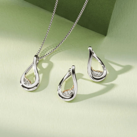 Clogau Past Present Future Sterling Silver Twist Hoop Earrings with Topaz