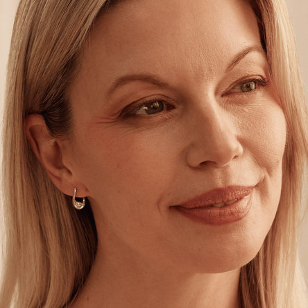 Clogau Past Present Future Sterling Silver Twist Hoop Earrings with Topaz