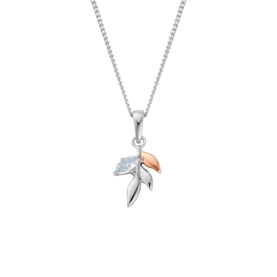 Clogau Royal ® Sterling Silver Leaf Pendant with Topaz