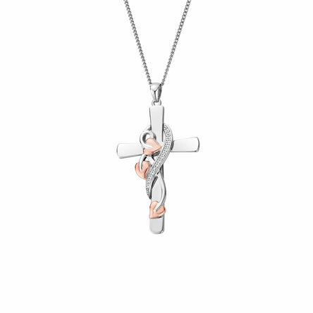Clogau Tree of Life® Sterling Silver Vine Cross Pendant with Topaz