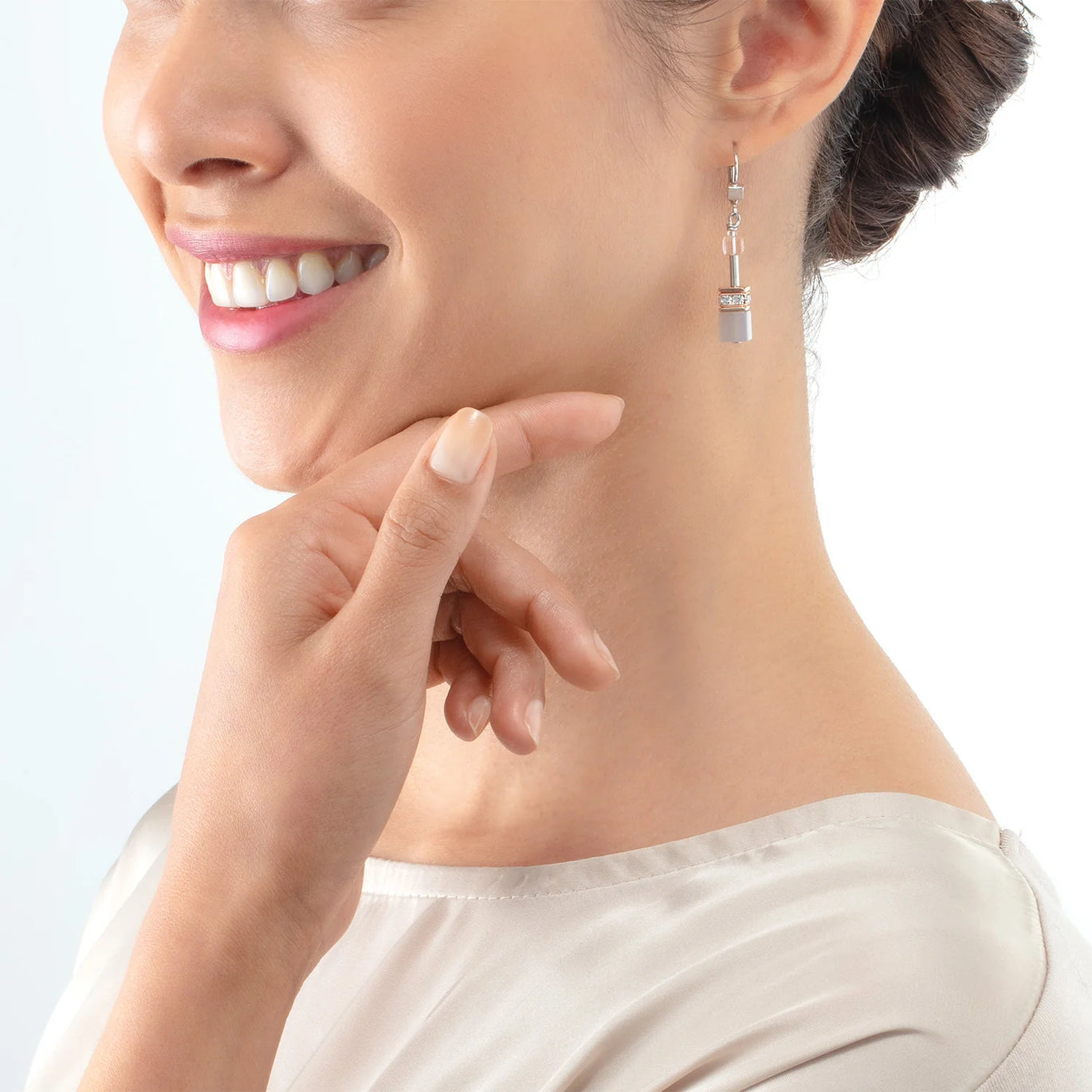 Coeur De Lion GEOCUBE Peach-Rose gold Drop Earrings