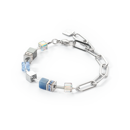 Coeur De Lion GeoCUBE® Fusion Chain Bracelet Silver & Blue