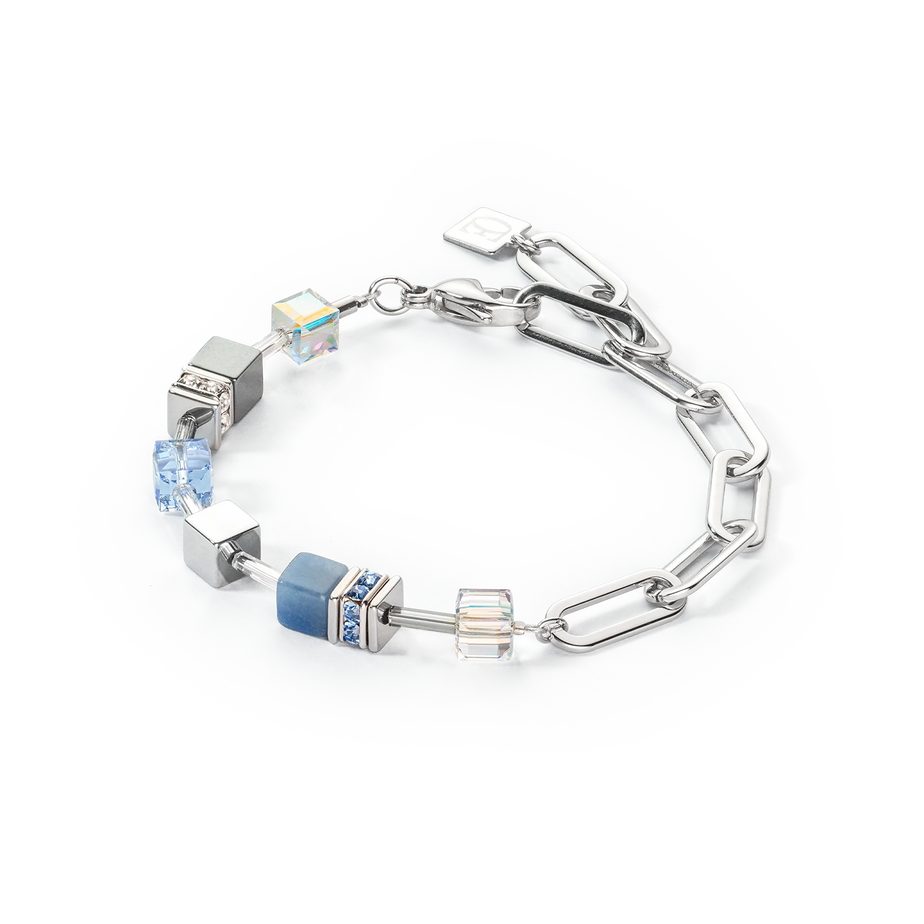 Coeur De Lion GeoCUBE® Fusion Chain Bracelet Silver & Blue