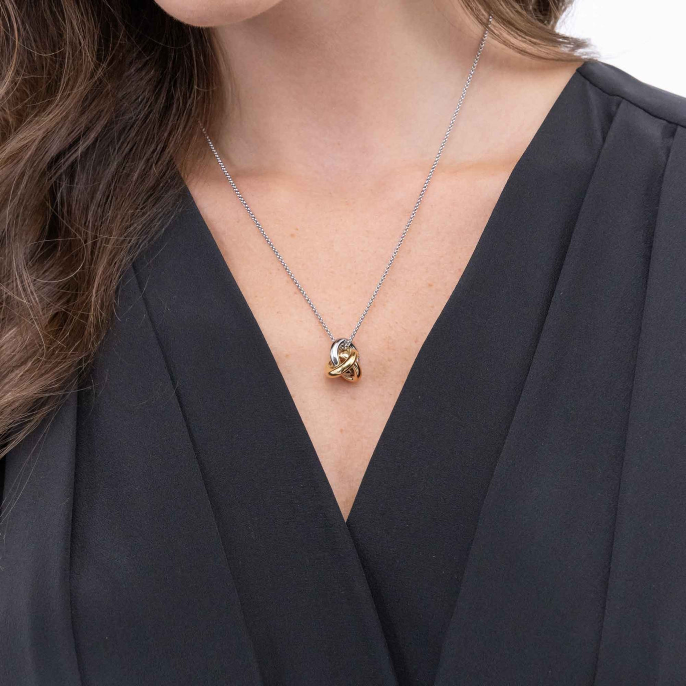 BOSS Harmonie Three Colour Circle Link Pendant Necklace