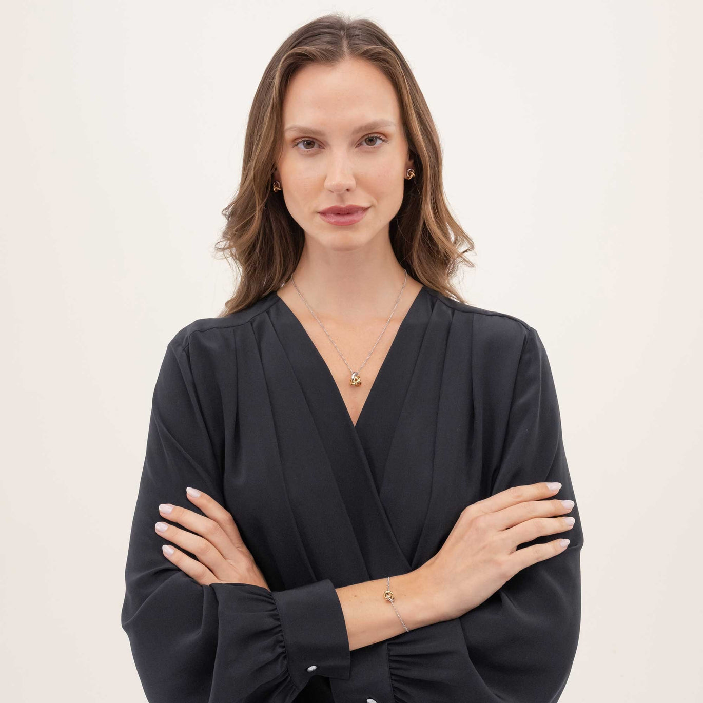 BOSS Harmonie Three Colour Circle Link Pendant Necklace