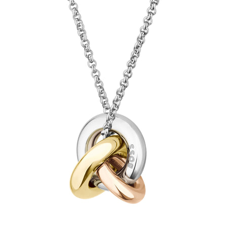 BOSS Harmonie Three Colour Circle Link Pendant Necklace