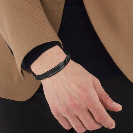 BOSS Mens Alen Black IP Bracelet