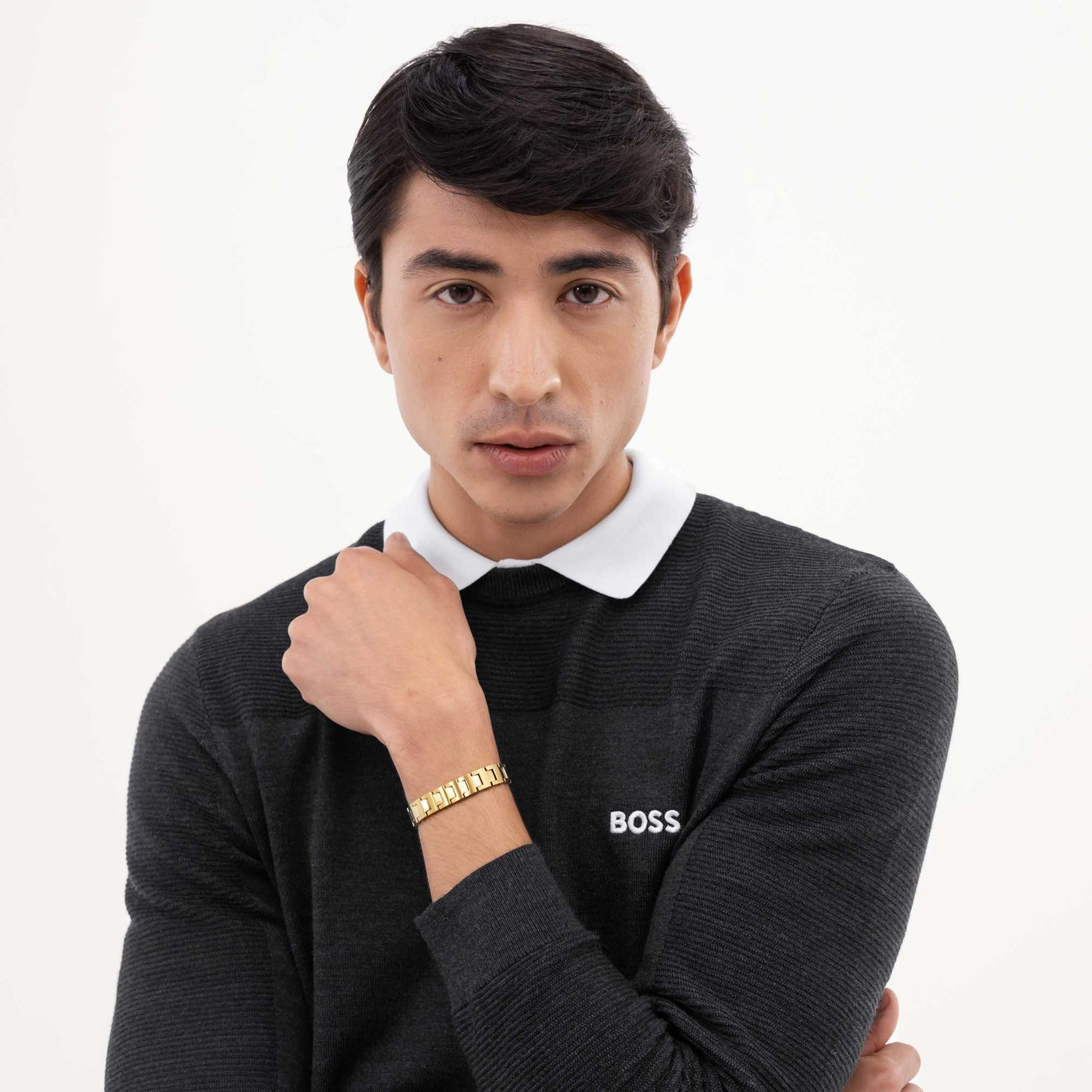 BOSS Candor Gold Plated Stainless Steel Link Mens Bracelet