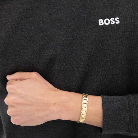 BOSS Candor Gold Plated Stainless Steel Link Mens Bracelet