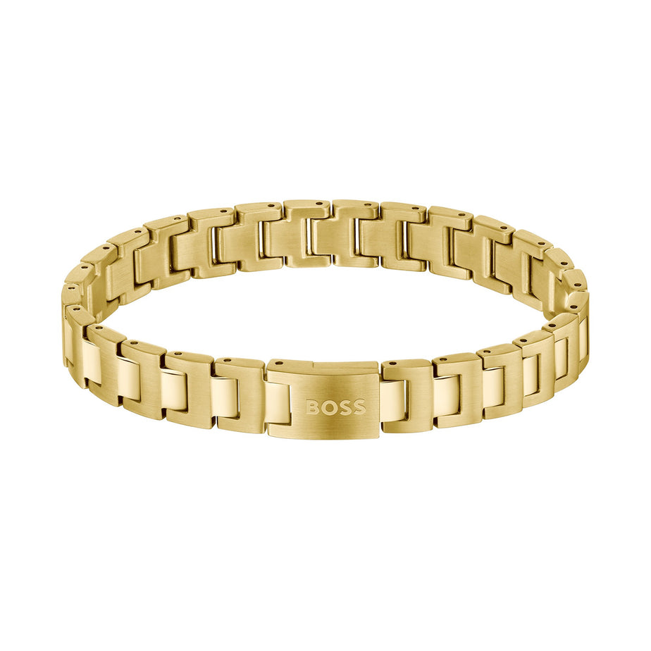 BOSS Candor Gold Plated Stainless Steel Link Mens Bracelet