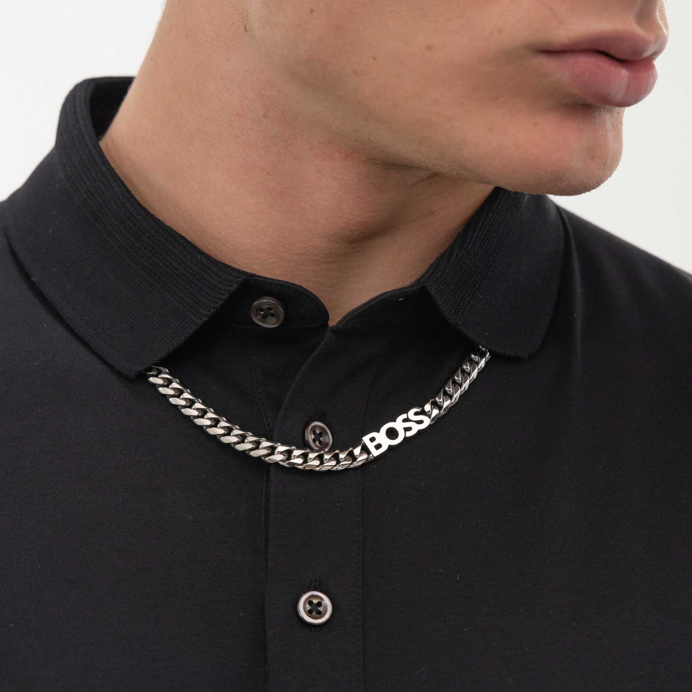 BOSS Kassy Stainless Steel 8mm Logo Chain Mens Necklace