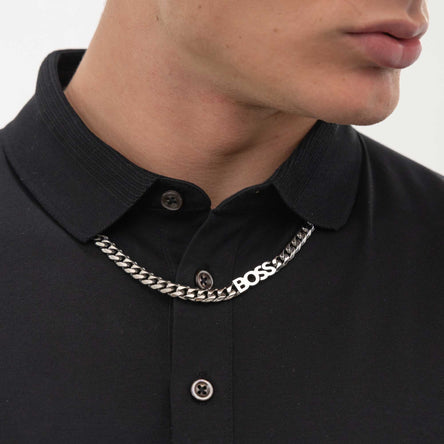 BOSS Kassy Stainless Steel 8mm Logo Chain Mens Necklace