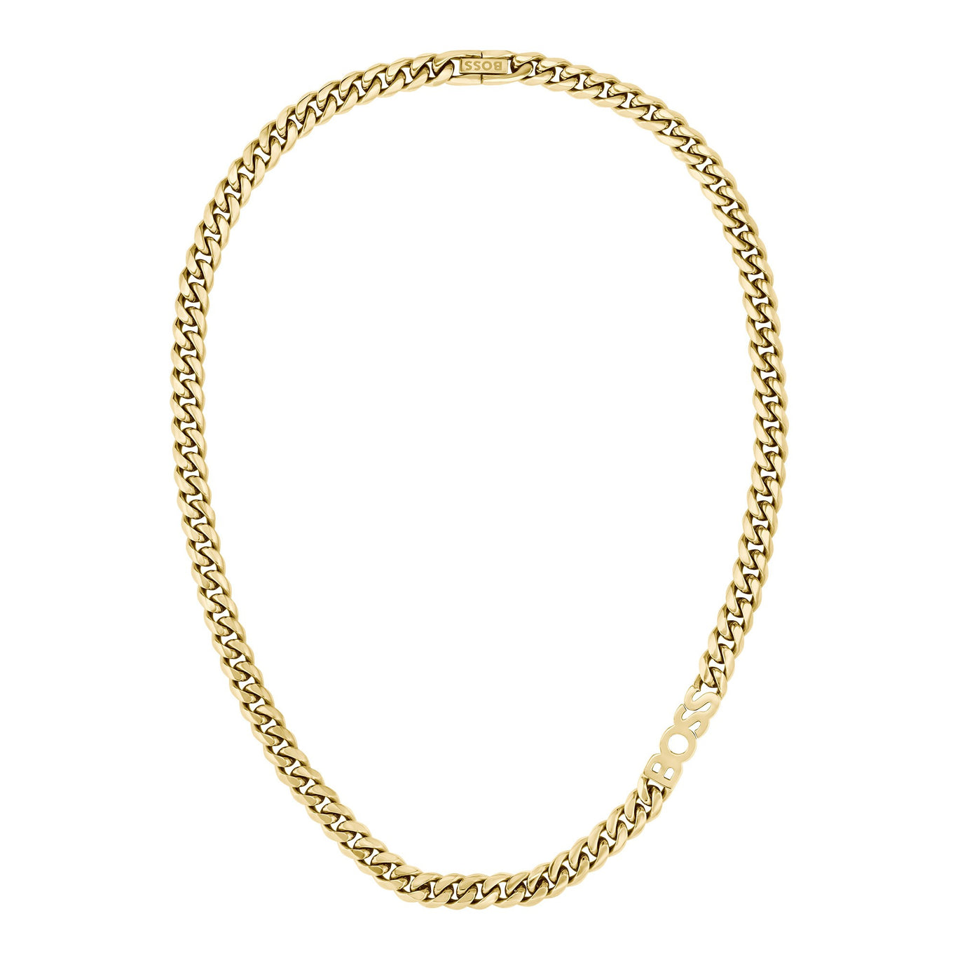 BOSS Kassy Gold Tone 8mm Logo Chain Mens Necklace