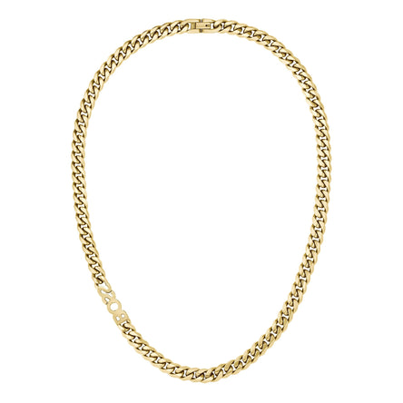 BOSS Kassy Gold Tone 8mm Logo Chain Mens Necklace