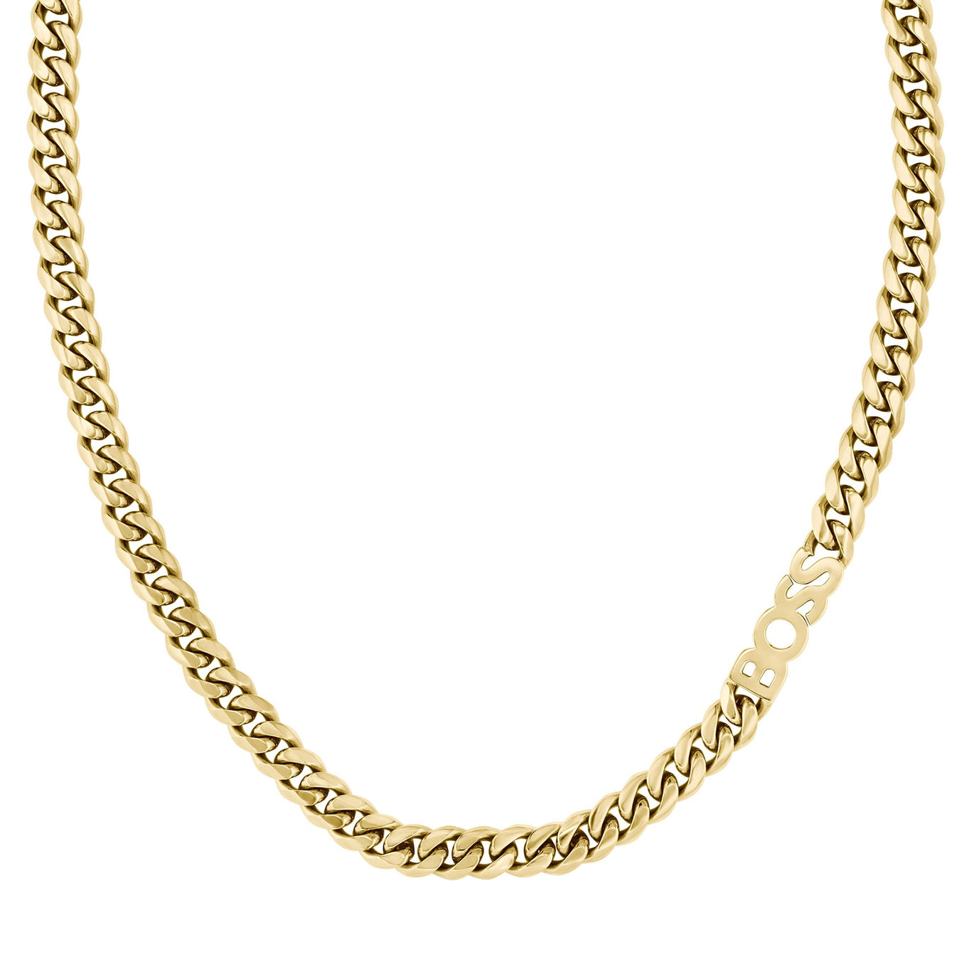 BOSS Kassy Gold Tone 8mm Logo Chain Mens Necklace