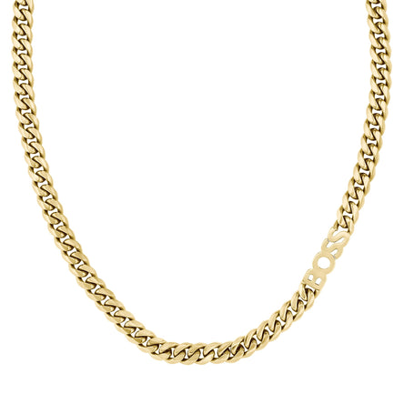 BOSS Kassy Gold Tone 8mm Logo Chain Mens Necklace