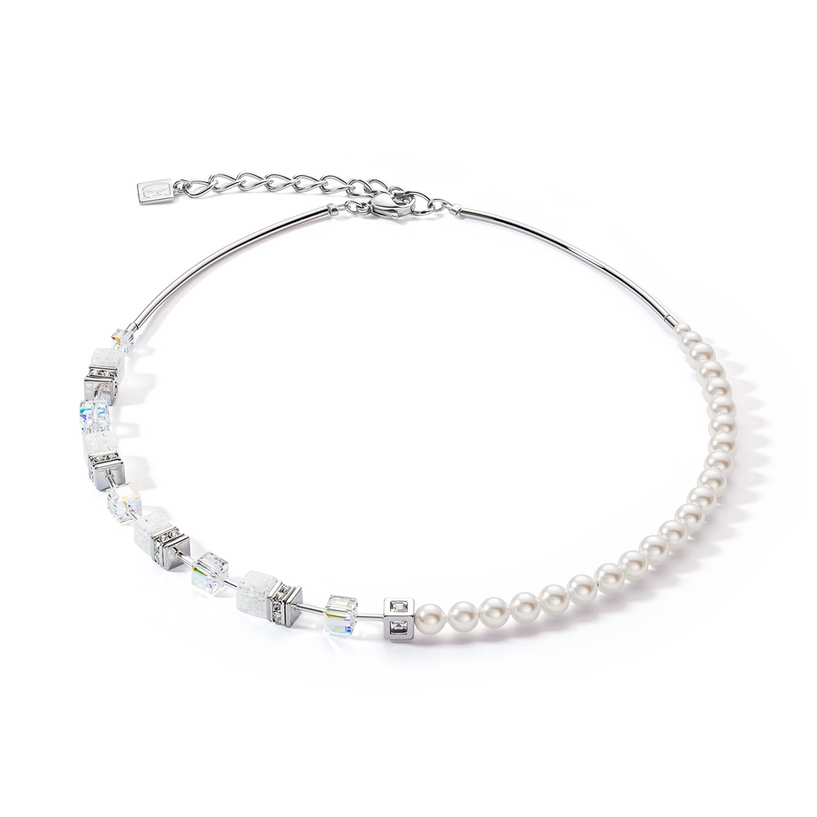 Coeur De Lion GeoCUBE Precious Fusion White Necklace with Pearls