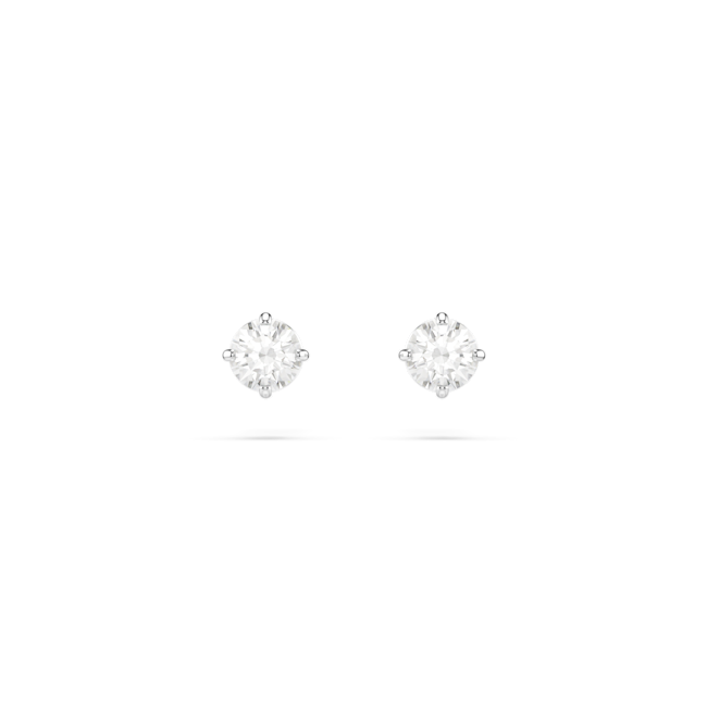 Swarovski Attract Round Earrings, White, Rhodium Plated