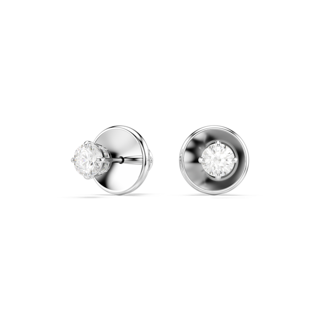 Swarovski Attract Round Earrings, White, Rhodium Plated