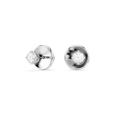 Swarovski Attract Round Earrings, White, Rhodium Plated
