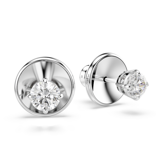 Swarovski Attract Round Earrings, White, Rhodium Plated