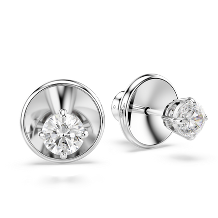 Swarovski Attract Round Earrings, White, Rhodium Plated