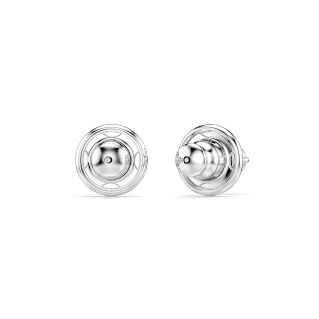 Swarovski Attract Round Earrings, White, Rhodium Plated
