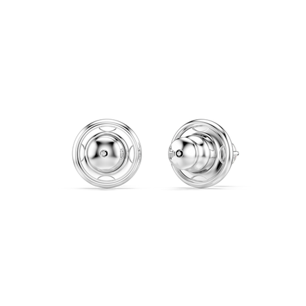 Swarovski Attract Round Earrings, White, Rhodium Plated
