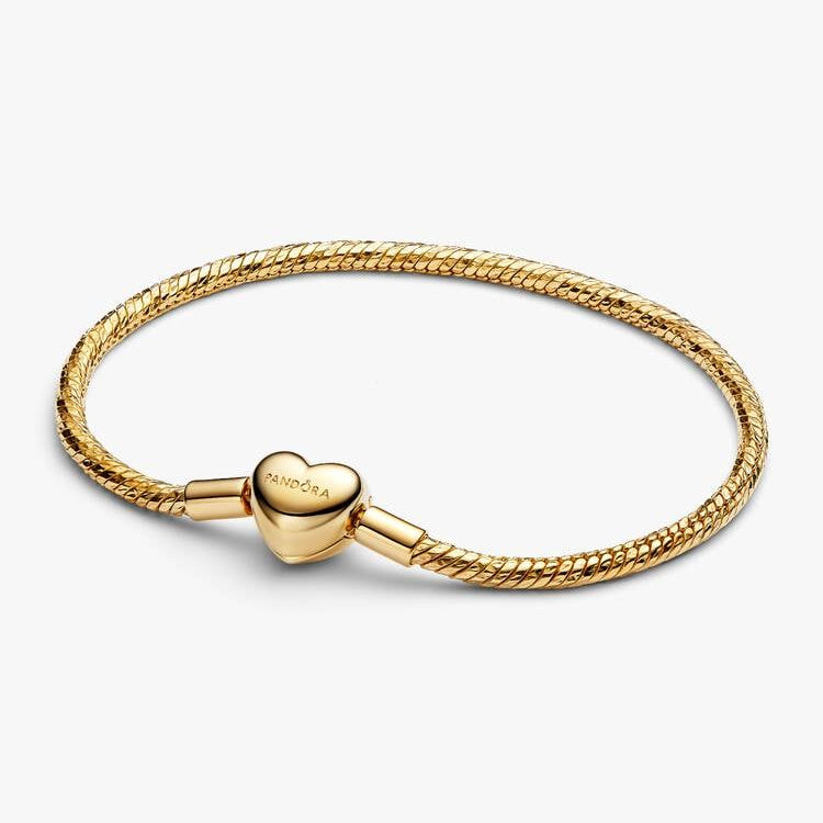 Pandora Heart Clasp Faceted Snake Chain Bracelet