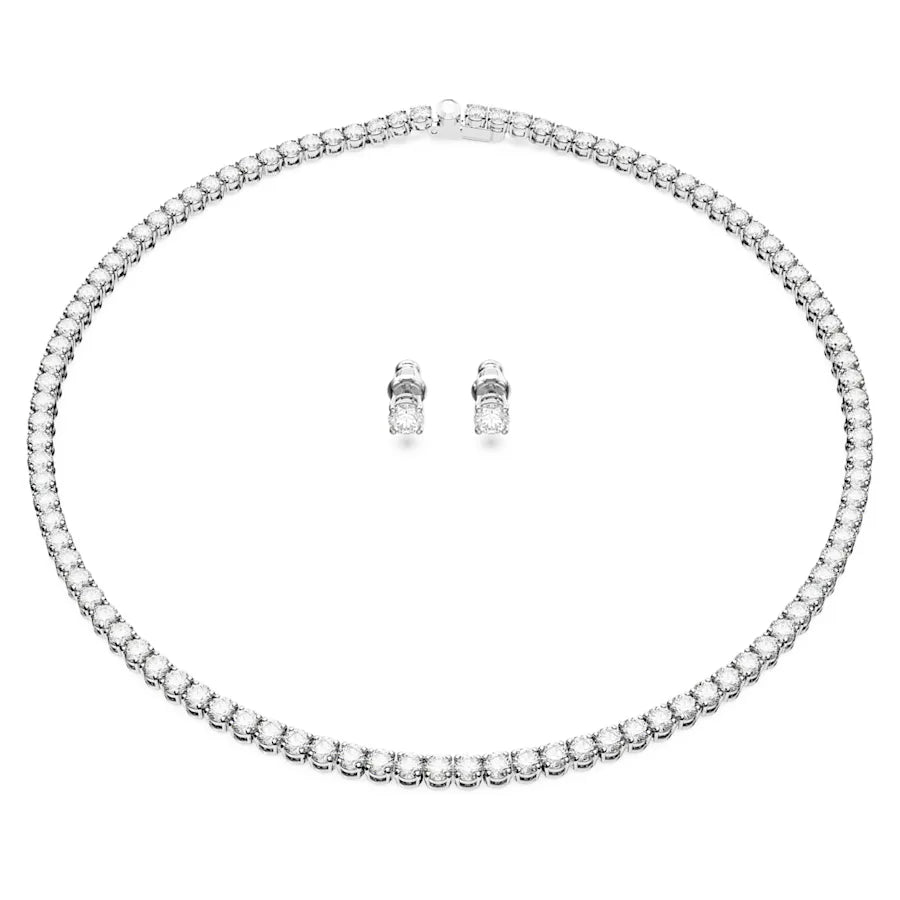 Swarovski Matrix Tennis Set Rhodium Plated