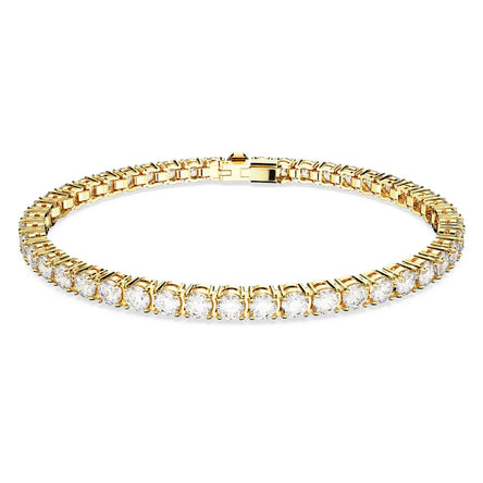 Swarovski Gold Tone Matrix Tennis Bracelet White Stones