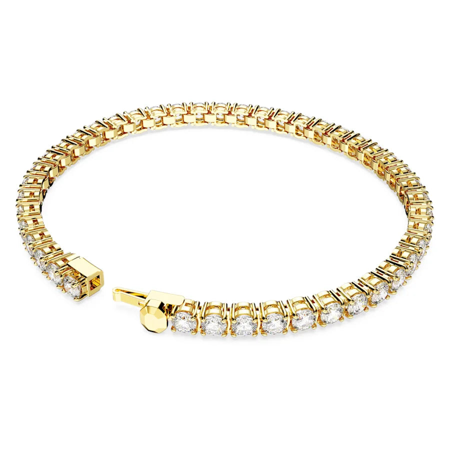 Swarovski Gold Tone Matrix Tennis Bracelet White Stones