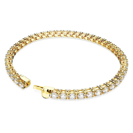 Swarovski Gold Tone Matrix Tennis Bracelet White Stones