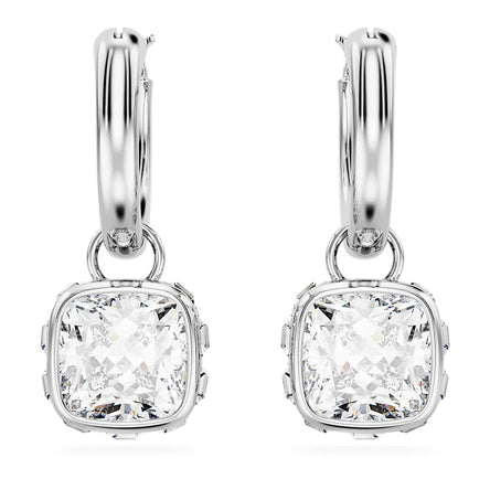 Swarovski Square Stilla Rhodium Plated Drop Earrings