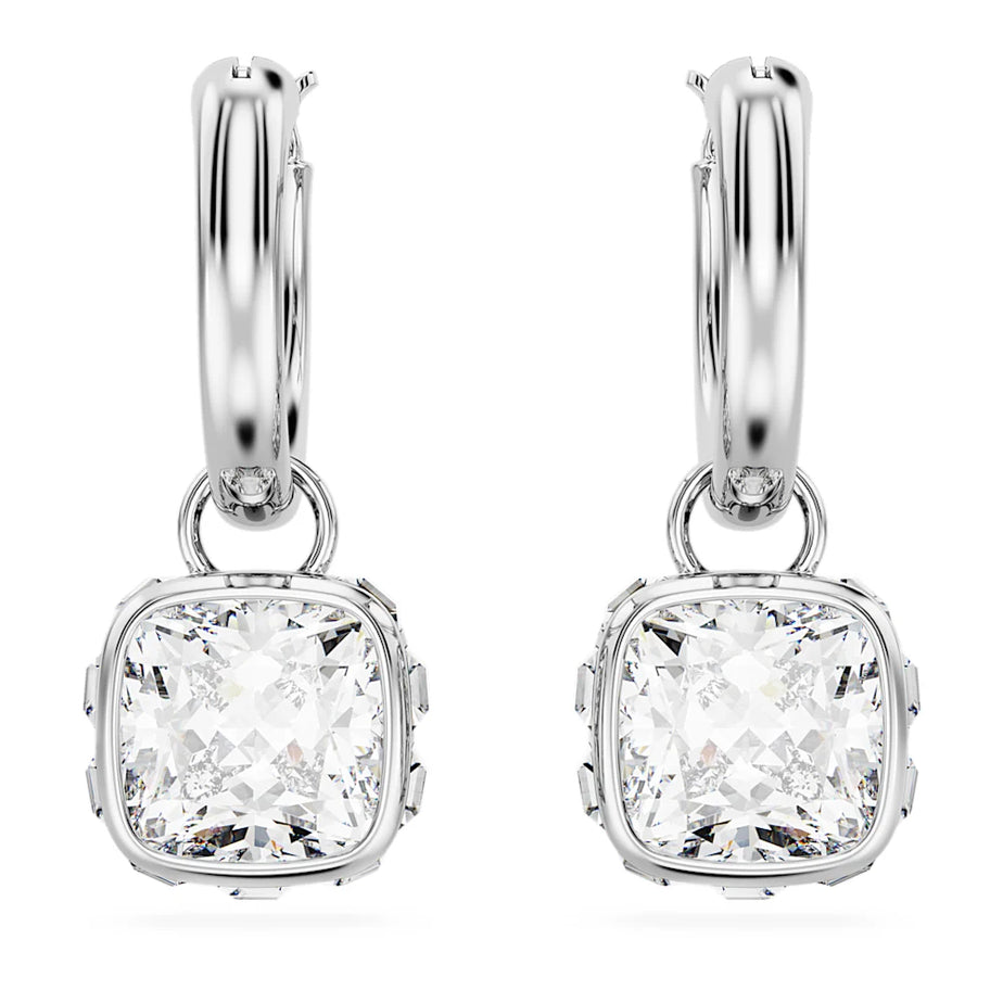 Swarovski Square Stilla Rhodium Plated Drop Earrings