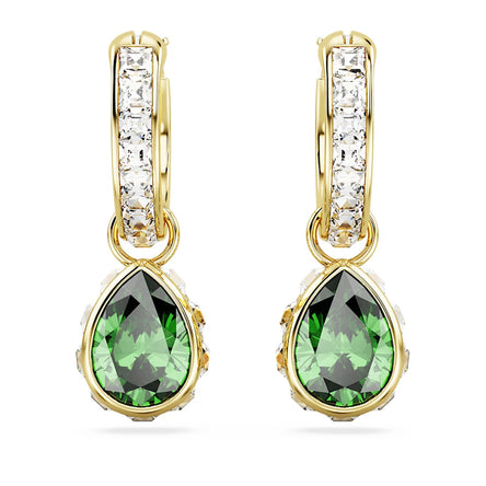 Swarovski Gold Tone Stilla Drop Earrings with Green Stone
