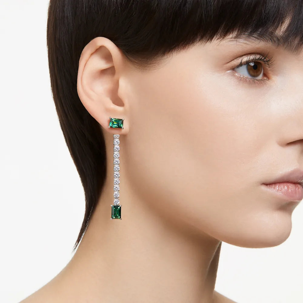 Swarovski Matrix Drop earrings with green Stones