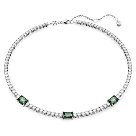 Swarovski Matrix Tennis Necklace with green Stones