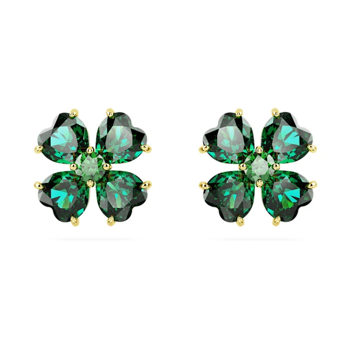 Swarovski Idylla Green Clover Stud Earrings