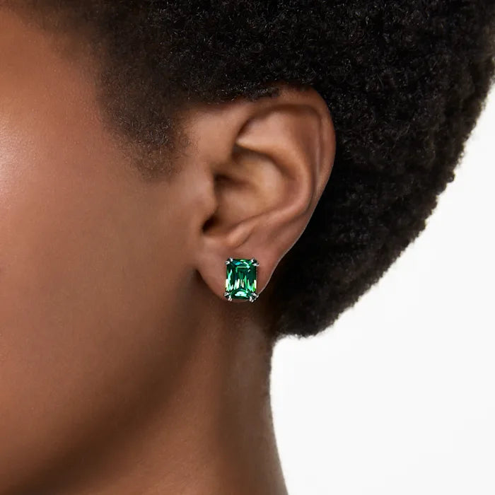 Swarovski Gold-Toned and Green Matrix Stud Earrings