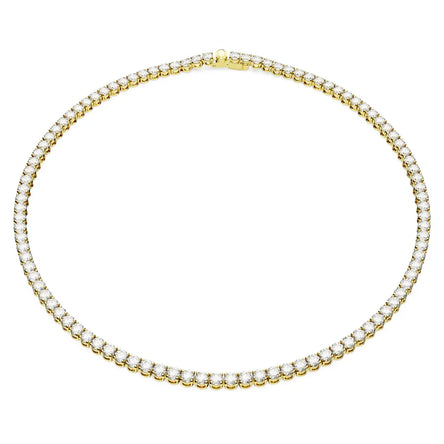 Swarovski Gold Tone Matrix Tennis Necklace White Stones - Medium