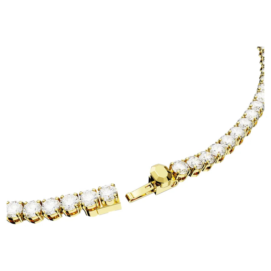 Swarovski Gold Tone Matrix Tennis Necklace White Stones - Medium