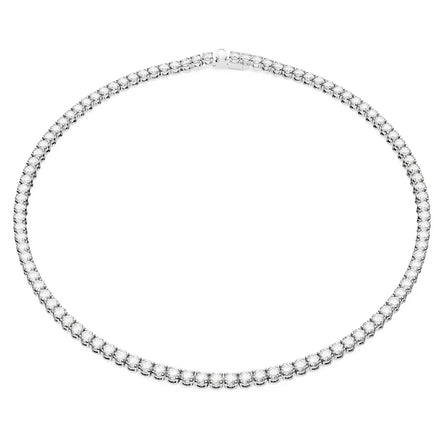 Swarovski Rhodium Plated Matrix Tennis Necklace White Stones - Large