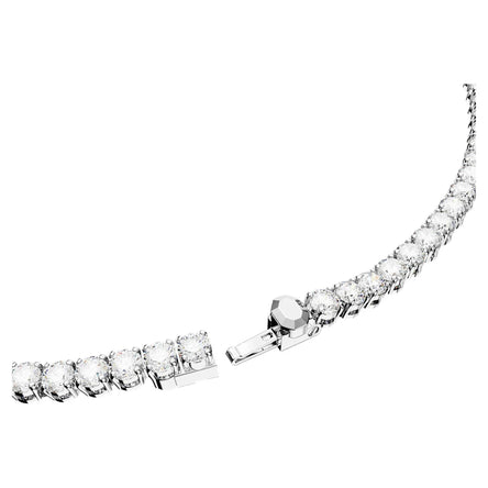 Swarovski Rhodium Plated Matrix Tennis Necklace White Stones - Large