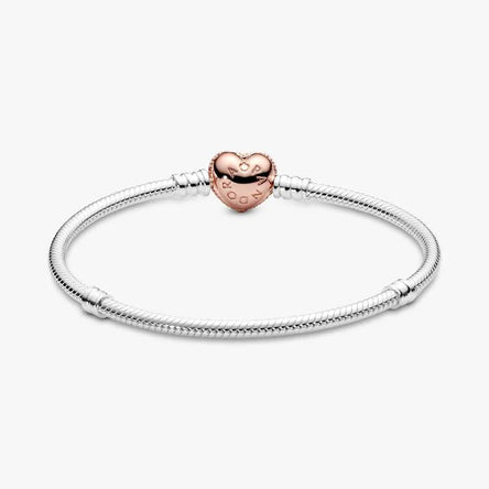 Pandora Pavé Heart Clasp Snake Chain Bracelet