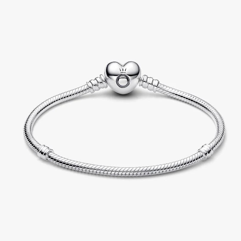 Pandora Sparkling Heart & Snake Chain Bracelet