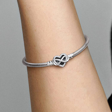 Pandora Sparkling Infinity Heart Clasp Snake Chain Bracelet