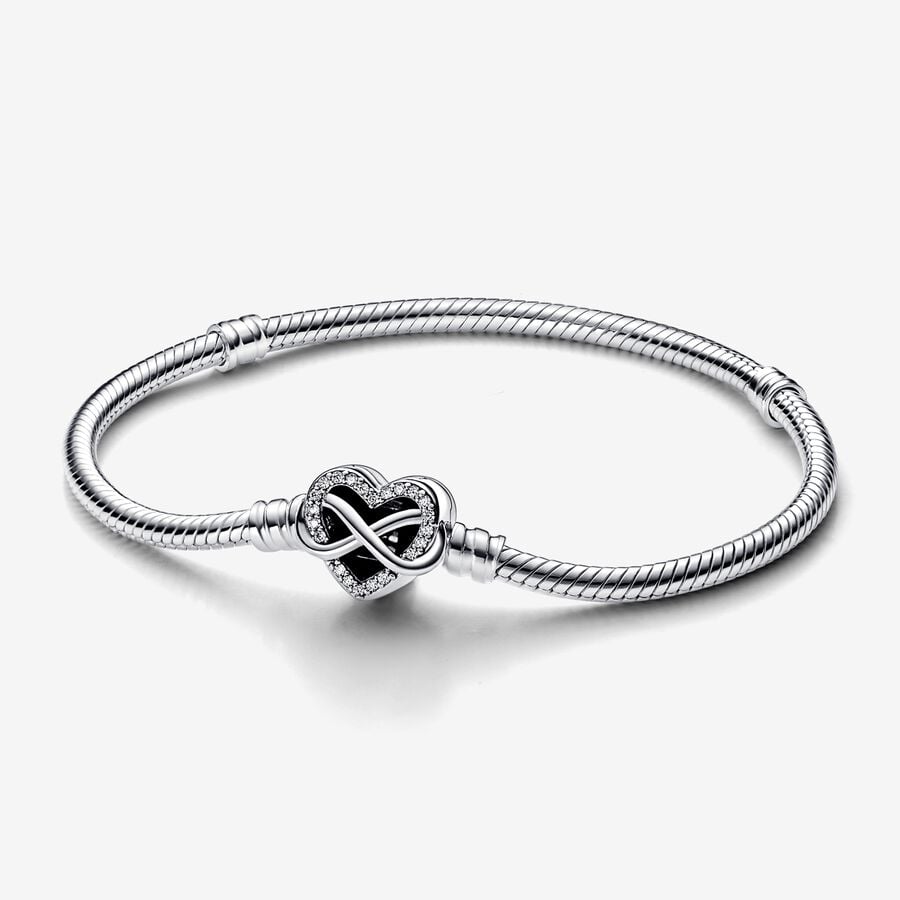 Pandora Sparkling Infinity Heart Clasp Snake Chain Bracelet