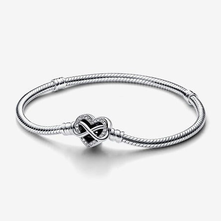 Pandora Sparkling Infinity Heart Clasp Snake Chain Bracelet