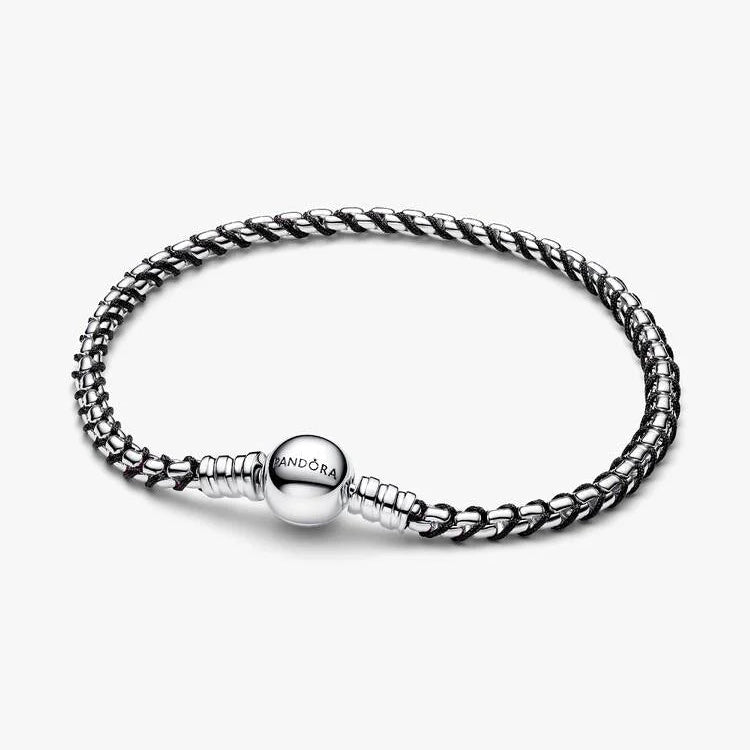 Pandora Black Cord Box Chain Bracelet